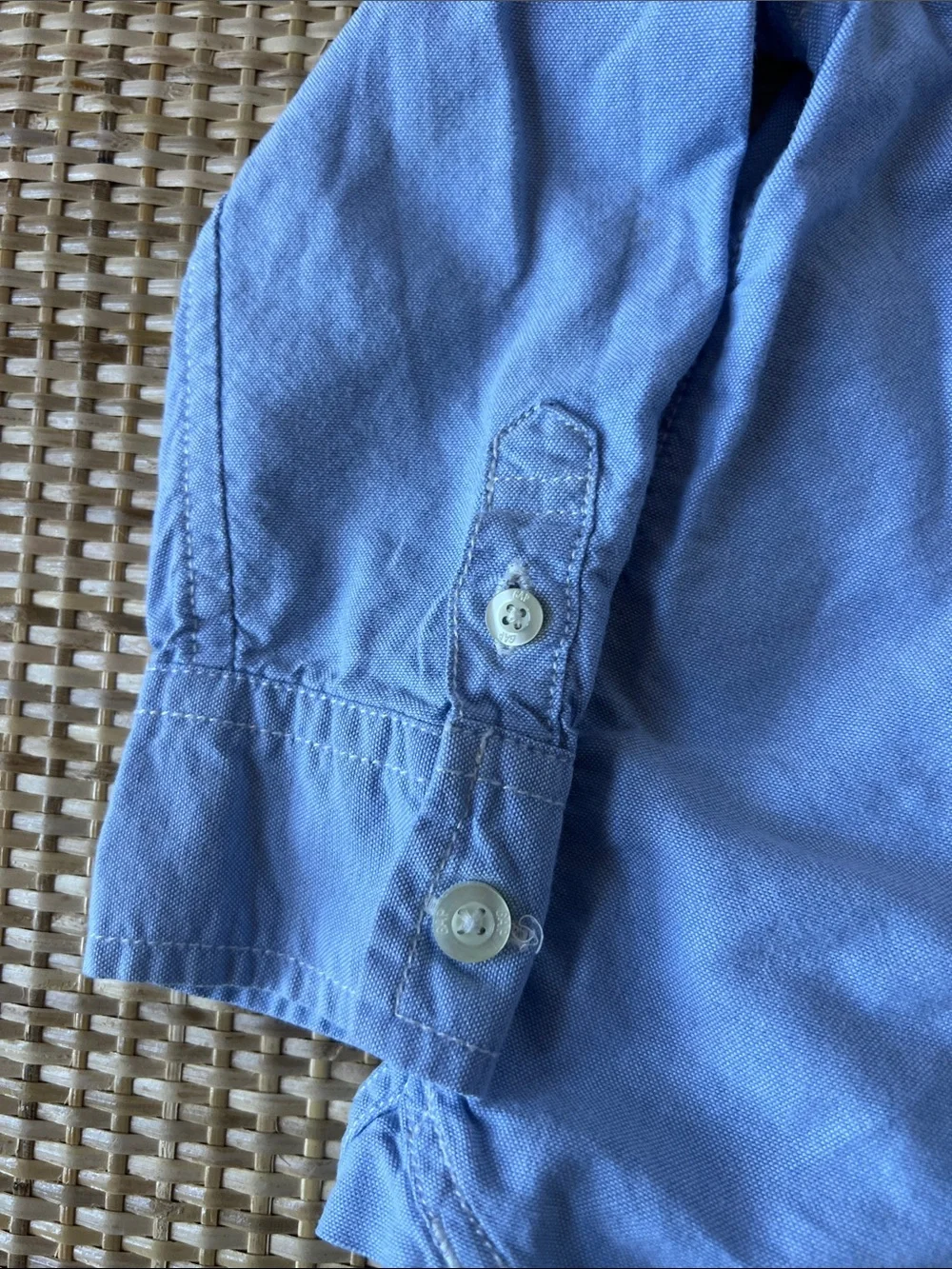 Baby Gap Blue Button Down Shirt Teddy Bear Embroidered Logo pocket Boys 3